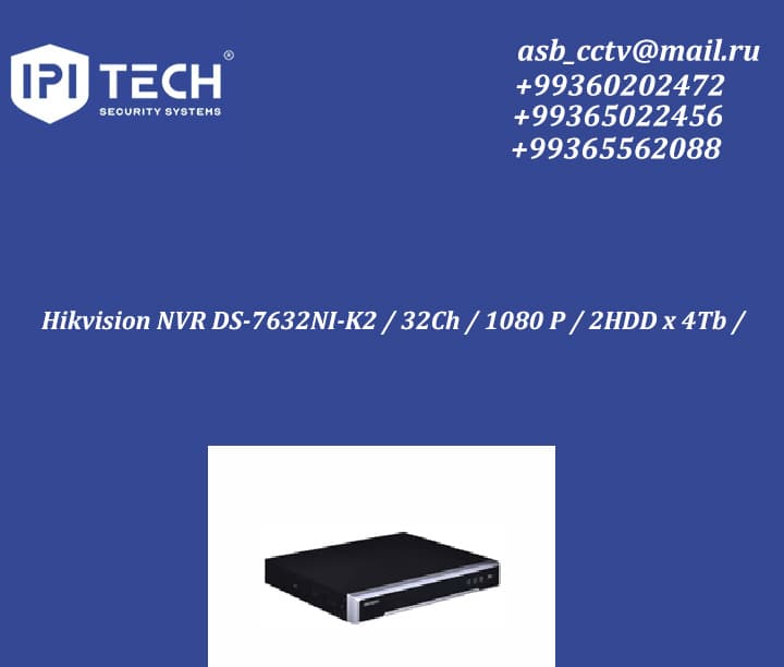 Hikvision NVR DS-7632NI-K2 / 32Ch / 1080 P / 2HDD x 4Tb /