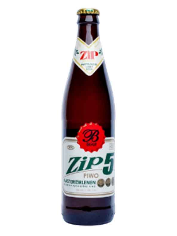 Zip ”№5 Klassyky” светлое, пастеризованное пиво в стеклянной бутылке 500 мл Alk. 4.0 vol. — product photo