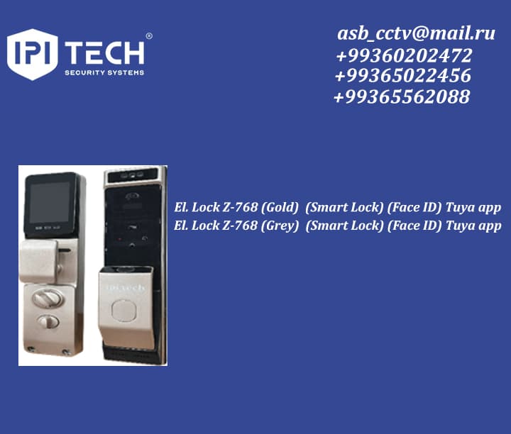 El. Lock Z-768 (Gold) (Smart Lock) (Face ID) Tuya app El. Lock Z-768 (Grey) (Smart Lock) (Face ID) Tuya app — product photo