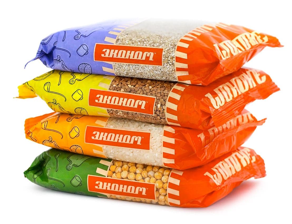 packaging for sugar, salt, pasta, cereals — product photo