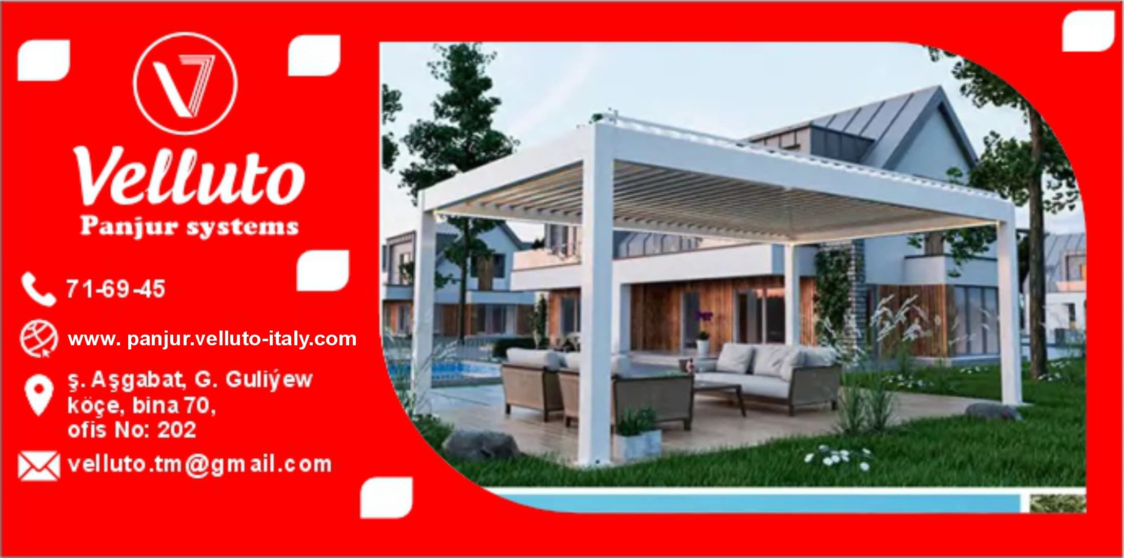Aluminum pergola gazebo — product by Velluto Panjur Systems