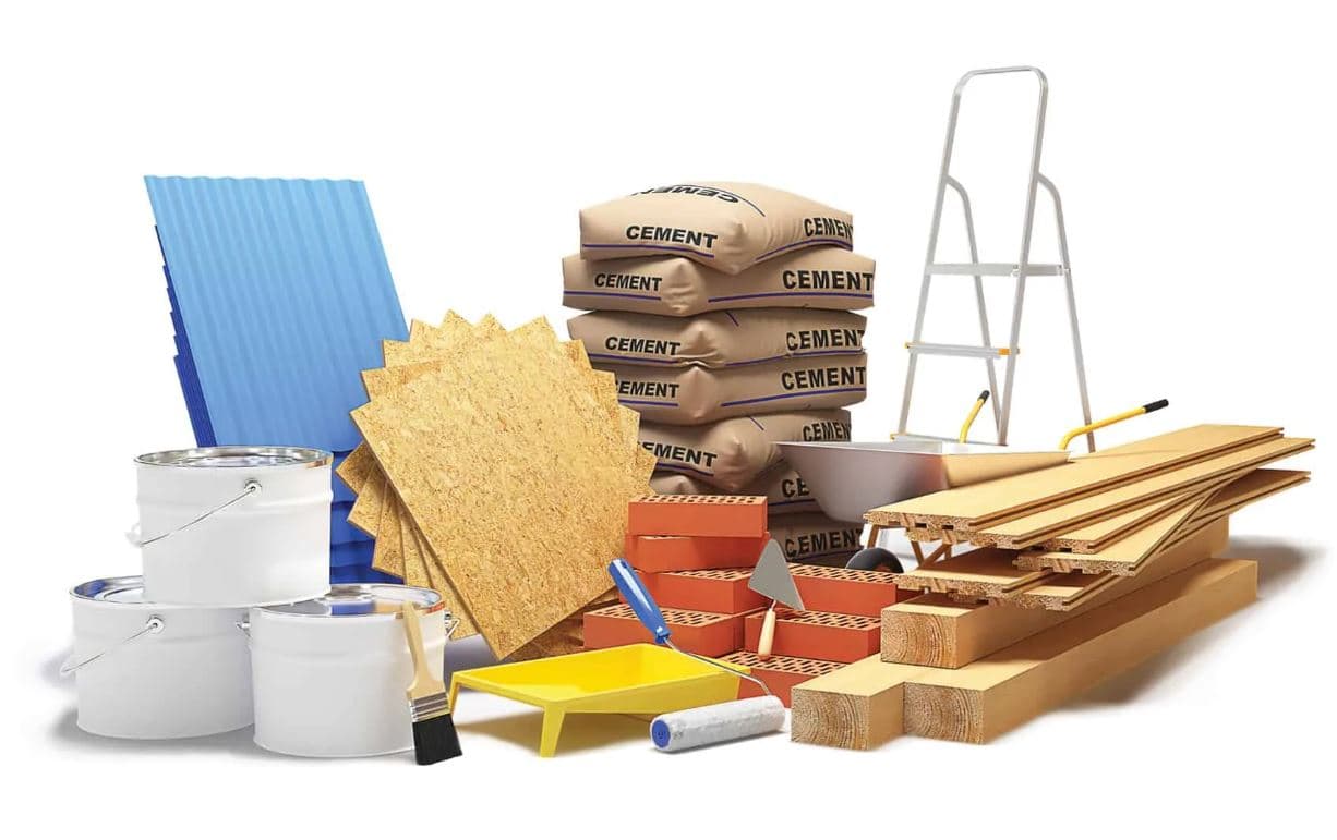 different construction materials — product photo