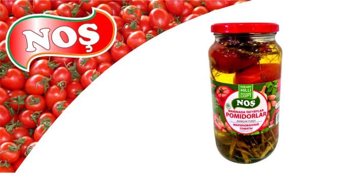 Yüksek kaliteli turşu acı domatesler zayıf asidik 'Nosh' 1000 gr TDS 1633-73 — Parasatly Ülke ürünü
