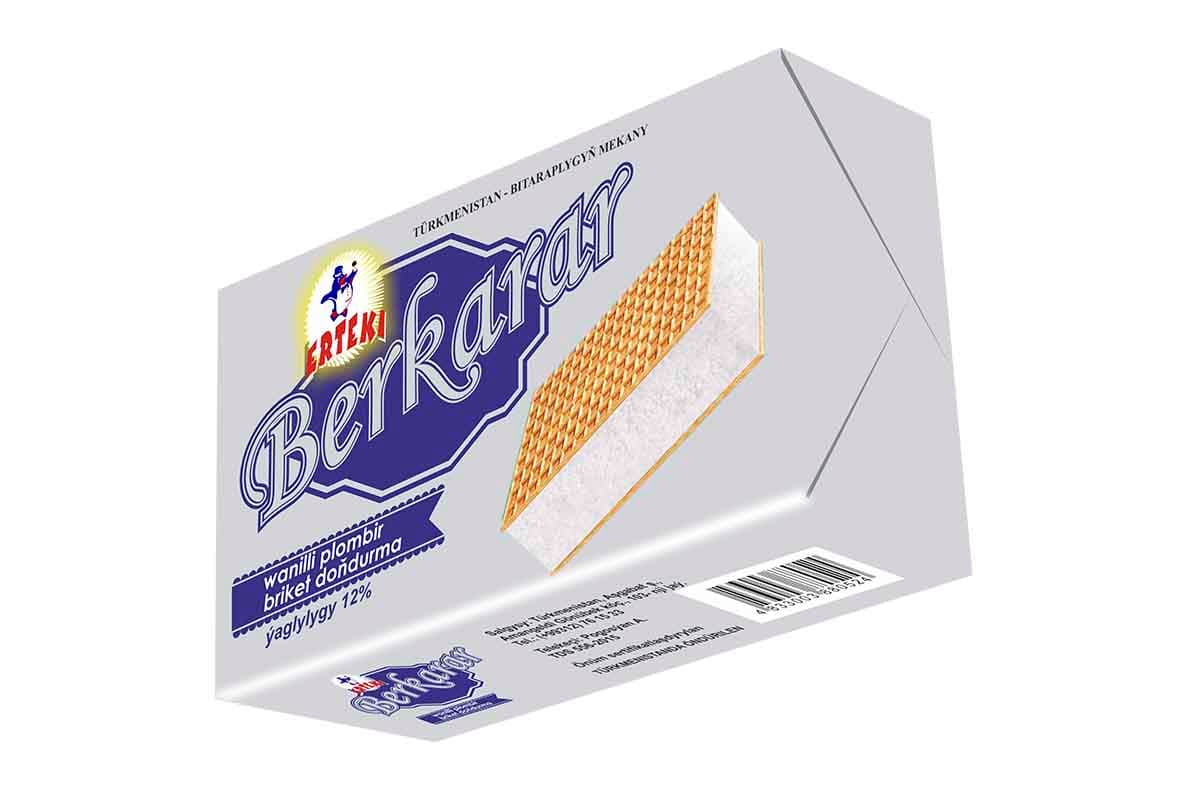 "Berkarar" wanilli plombir briket doňdurma — Erteki ürünü