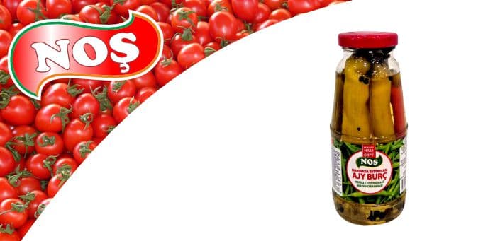 Yüksek kaliteli marine edilmiş acı biber 'Nosh' 265 gr TDS 1633-73 — Parasatly Ülke ürünü