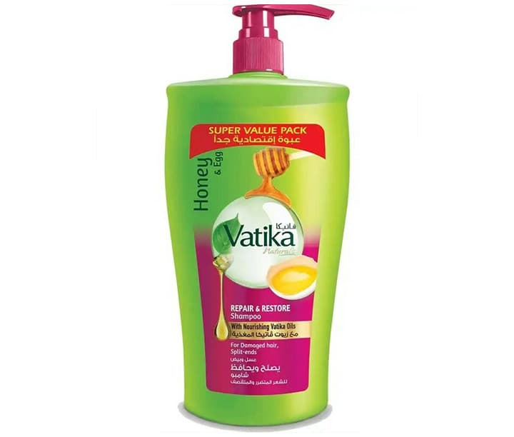 Saç şampuny Vatika Şypa we dikeldişden 900 ml (abatlamak we dikeltmek / bal we ýumurtga) — Şarafyabi önümi