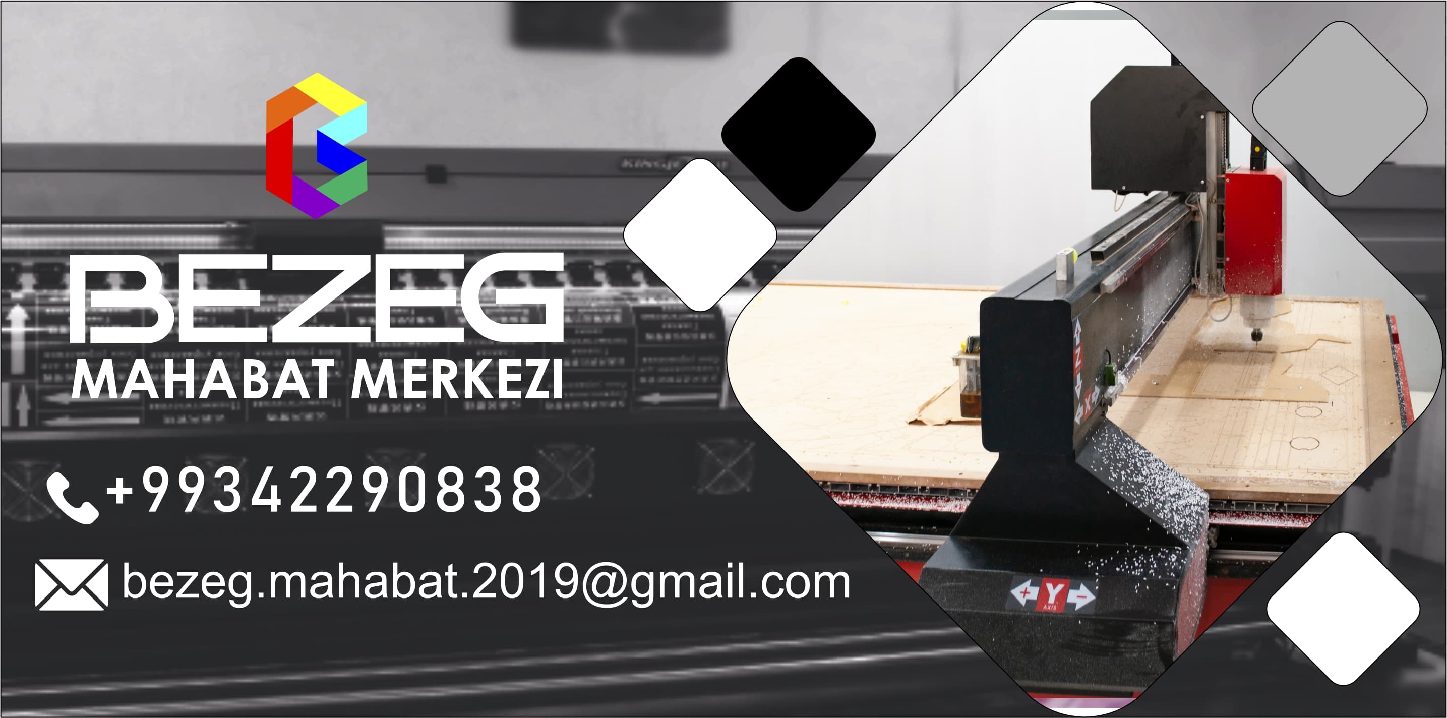 CNC makinesinde hacimsel harflerin kesilmesi — Bezeg Mahabat Merkezı ürünü