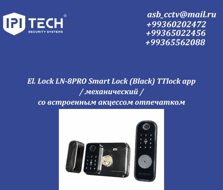 El. Lock LN-8PRO Smart Lock (Black) TTlock app / механический / со встроенным акцессом отпечатком — product by Ipi Tech