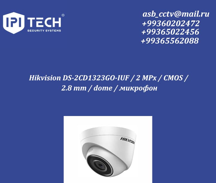 Hikvision DS-2CD1323GO-IUF / 2 MPx / CMOS / 2.8 mm / dome / микрофон — İpi Tech ürünü