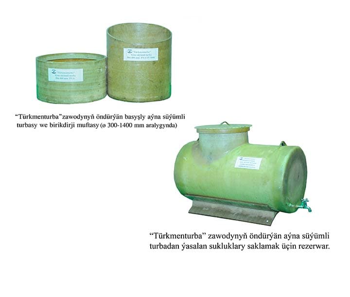 fiberglass pipes of various pressures for sewerage with an outer diameter of 300 mm to 1400 mm — product by Завод "Туркменту…