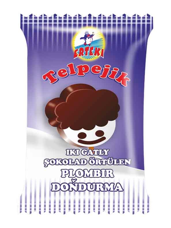 "Telpejik" iki gatly şokolad örtülen plombir doňdurma — Erteki ürünü