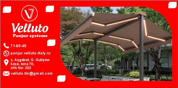 Çift taraflı açılır tente — Velluto Panjur Systems ürünü