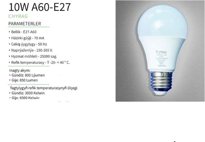 Lampa 10W A60-E27 — önüm suraty