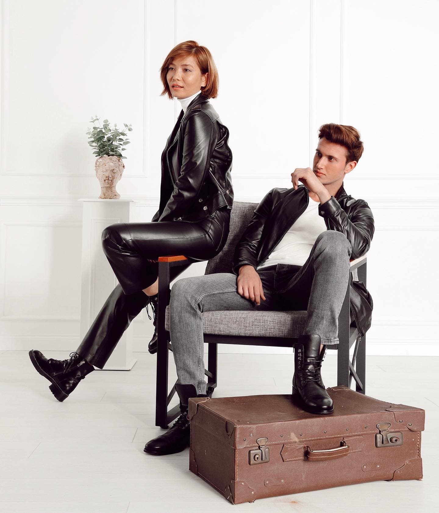 Men's and women's line of leather and textile clothing — product photo