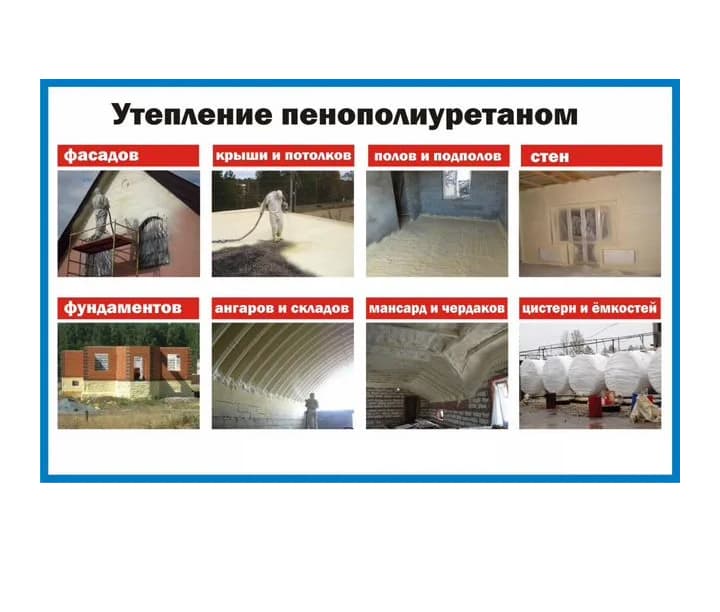 Poliuretan köpük, fasadlary izolýasiýa etmek, üçek potoloklary, diwarlar, binýatlar, angarlar we sowadyjy ammarlar, mansard…