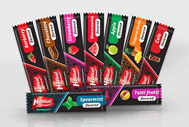 chewing gum (mint, zircon, apple, watermelon, cola, tutti fruit, tropical fruits, strawberry, chocolate) — product by Хошвагт