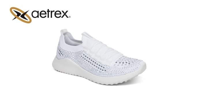 Women’s sneakers CARLY SPARKLE WHITE — product by Aetrex