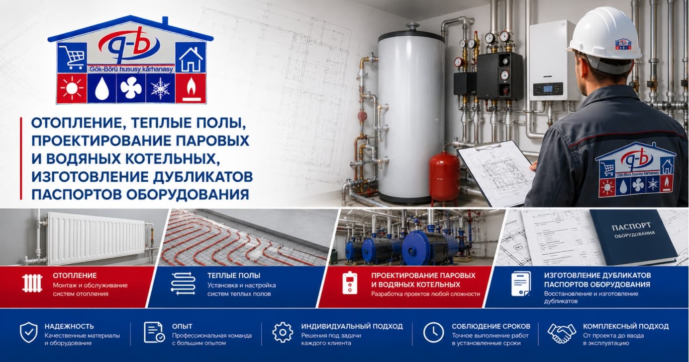 Heating systems, underfloor heating, design of steam and water boilers, production of duplicate equipment passports — produc…