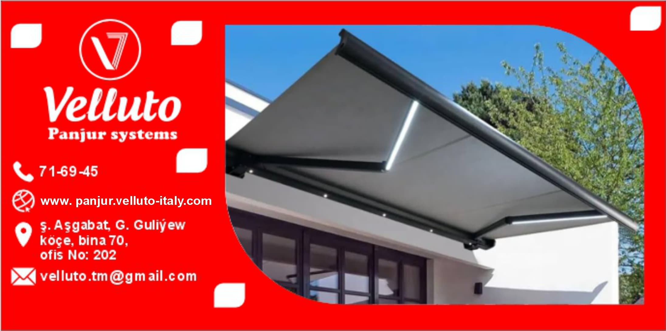 Mechanical awning — product by Velluto Panjur Systems