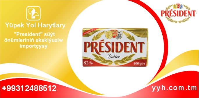 Prezident ýagy 82% ýagly, 400g, duzsuz
